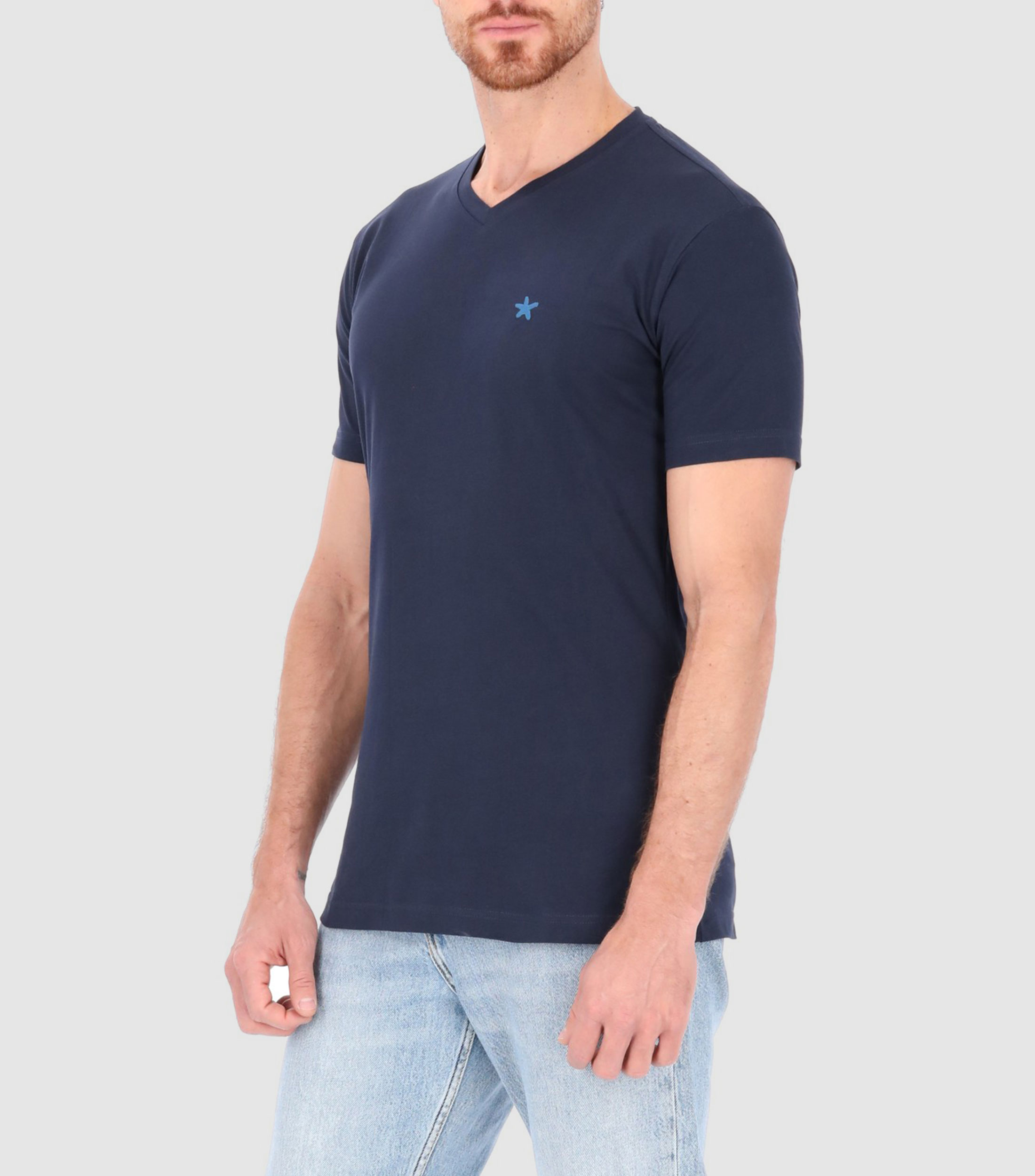 Playera de cuello V con manga corta Hombre